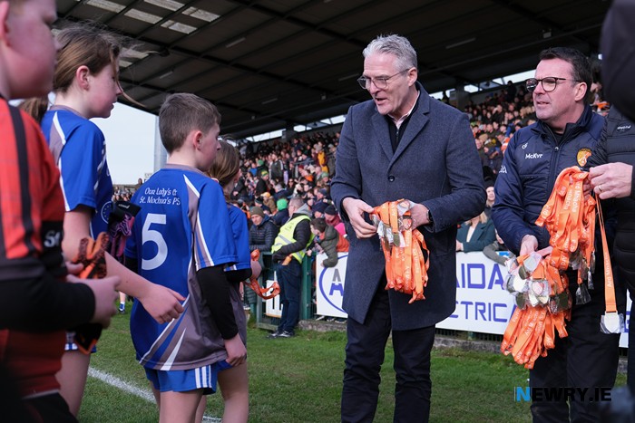 New President GAA Jarlath Burns carries out one of his first official assignments at the Athletic Grounds today. Photograph: Columba O'Hare/ Newry.ie 