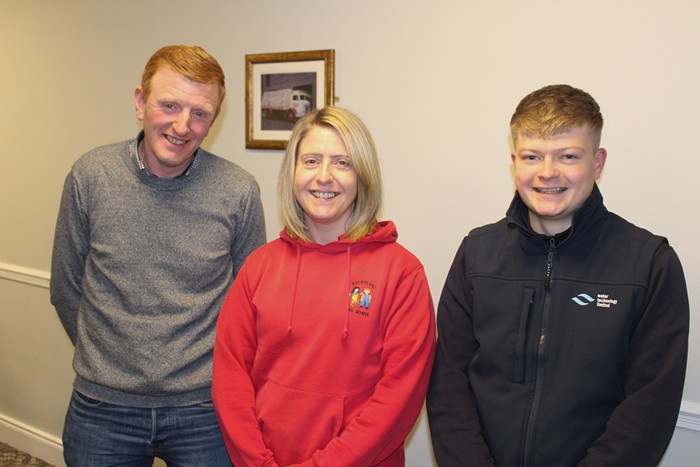 Chatting at the Newry Agricultural Show AGM were Kenny Dodds, Karen Annett and Marcus Murdock