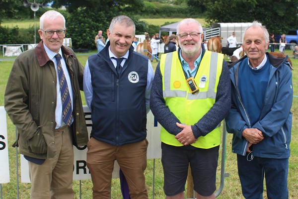 Enjoying their day at Newry Show 2024, l to r: John Hennning, President, Royal Ulster Agricultural Society; Jim Harrison, Secretary, Irish Shows Association; Brian Lockhart, Chairman, Newry Show and Colin Henry, Director Lurgan Show