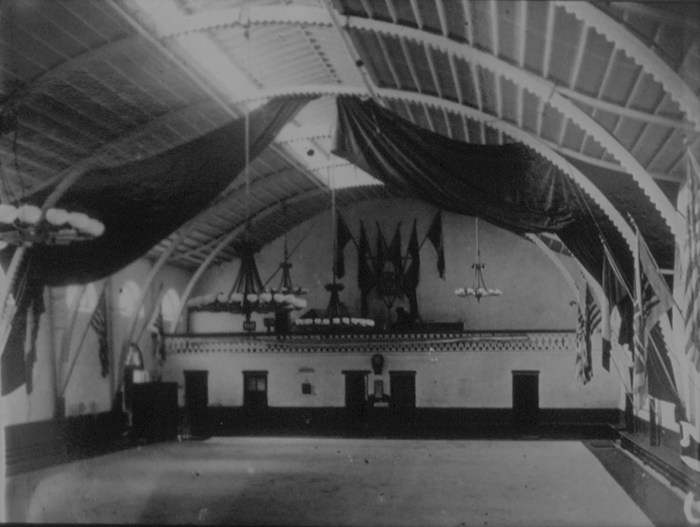 View of the interior of the skating rink at the rear of the Woodside Hotel. Newry and Mourne Museum Collection.