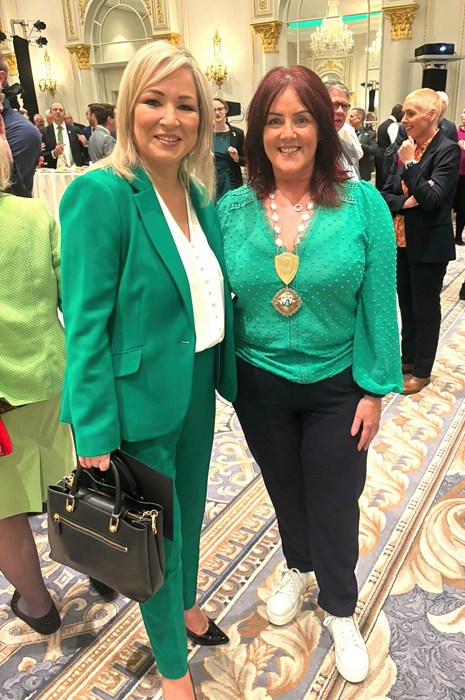 Edwina Flynn, President of Newry Chamber with Michelle O’Neill MLA, First Minister of Northern Ireland at the Northern Ireland Bureau Networking Breakfast Event in Washington D.C.