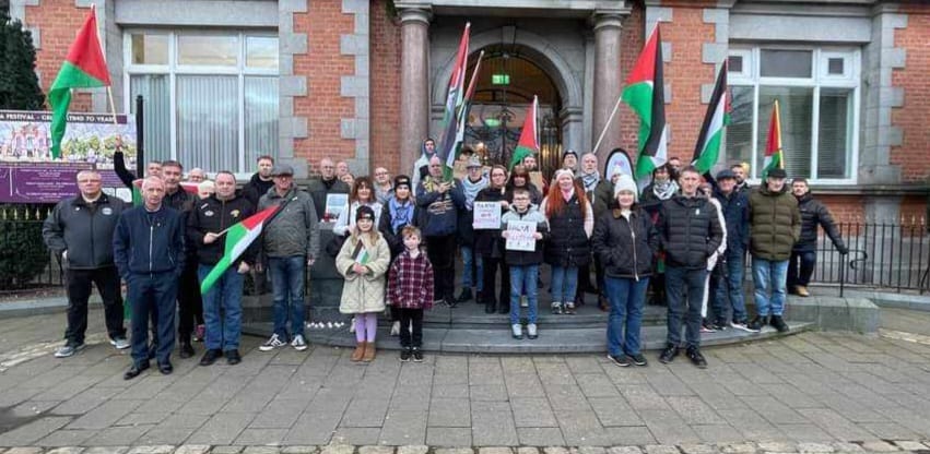 Protesters at Newry Town Hall 