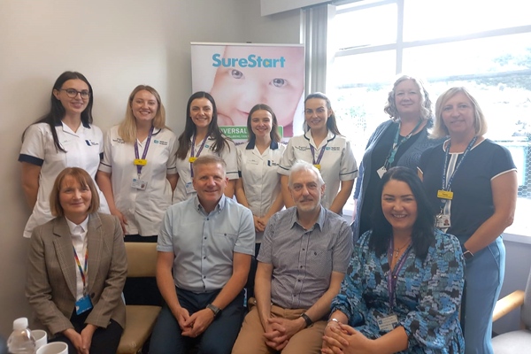 The Southern Trust’s Paediatric Speech and Language Therapy service has hosted a visit from the Northern Ireland Commissioner for Children and Young People, Chris Quinn. Back l-r SLT students Sarah O’Halloran and Molly McCartney, Speech and Language Therapist Kerith McNally, student Eabha Fallon and Speech and Language Therapist Suzanne Reid, Hilary McFaul, Professional Lead SLT and Operational Lead SLT for Children and Young People and Tracey Monaghan, SLT Operational Lead. Front l-r Assistant Director for Specialist Child Health and Disability for the Trust, Julie McConville, Northern Ireland Commissioner for Children and Young People Chris Quinn, John McCullough, NICCY Participation Officer and Charlotte Anne Wells, Interim Assistant Director AHP Governance, Workforce Development and Training.