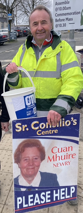 Pat McGinn doing his bucket collection in Camlough.