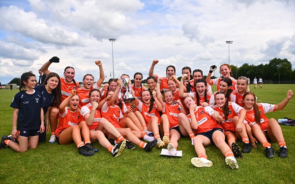 Armagh celebrate their U16 win. Photograph: Ben McShane/Sportsfile