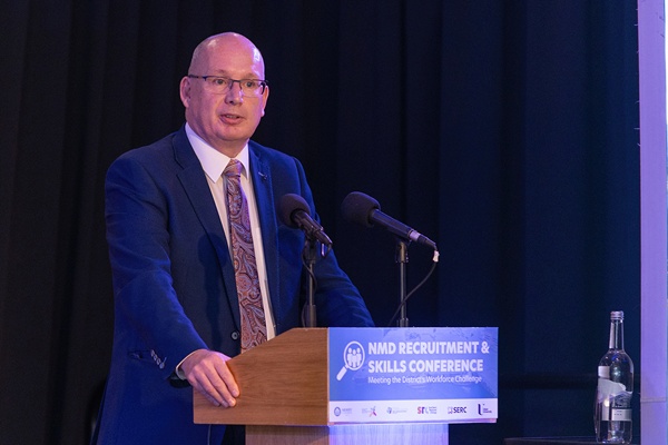 Michael Savage, CEO of Newry Chamber addressing delegates at the major conference in Newry.