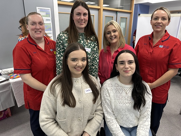 Rebekah Little, Annie Crane, Lydia Conn and Heather McNeill are pictured with Ward Managers Oonagh Campbell Kelly and Janet Cooke. 