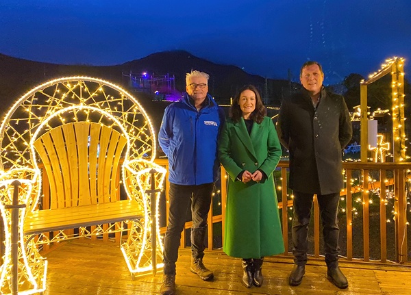 Edward Fuller, General Manager of Skypark, Senator Erin McGreehan, Tom McArdle CEO of Skypark at the official opening of Adventure Lights Saturday 26 October