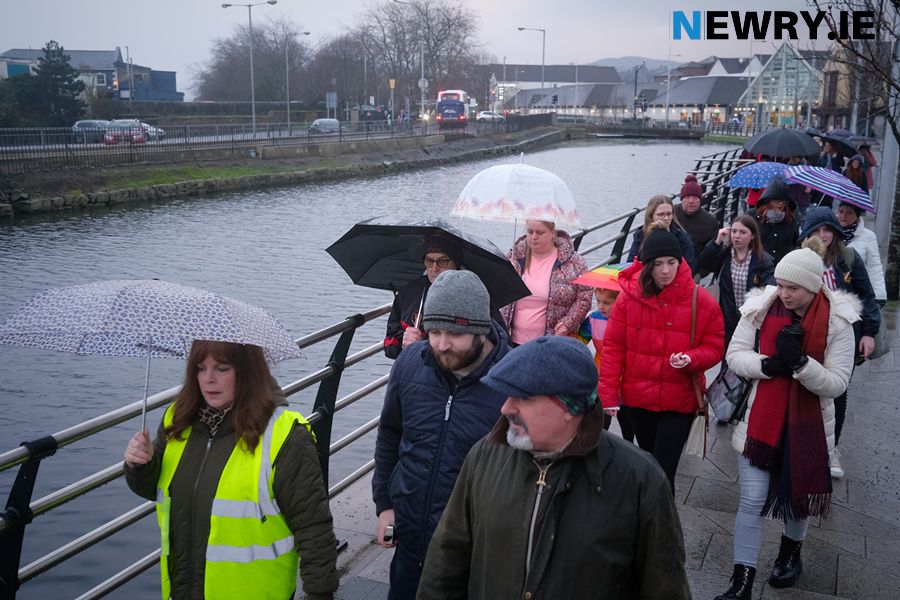 Participants in a walk to remember murdered woman Ashling Murphy. Photograph: Columba O'Hare 