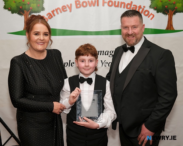 Proud parent moment! - Bobby Browne with his mum Louise and dad Danny at the awards.  