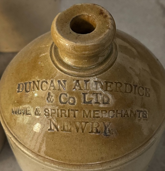 Stoneware jar from Duncan, Alderdice & Co. Ltd., Wine and Spirit Merchants, Newry. Newry & Mourne Museum Collection