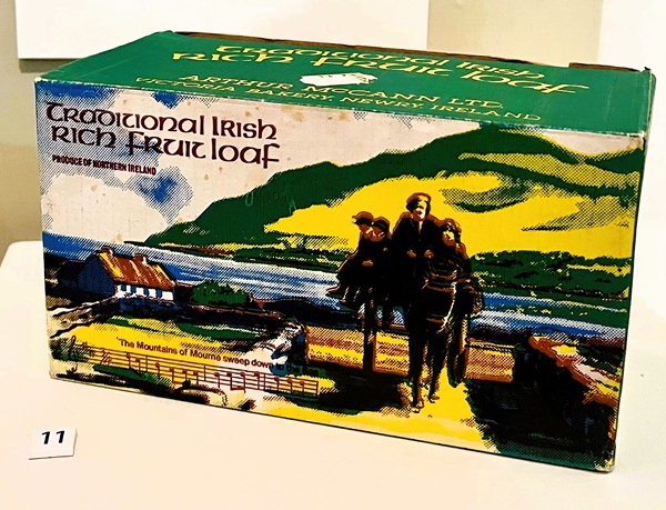 Successful trade visits to north America in the 1960s paved the way for the export of McCann’s Rich Fruit Loaves, which were packaged in boxes featuring the Mourne Mountains. Newry & Mourne Museum Collection