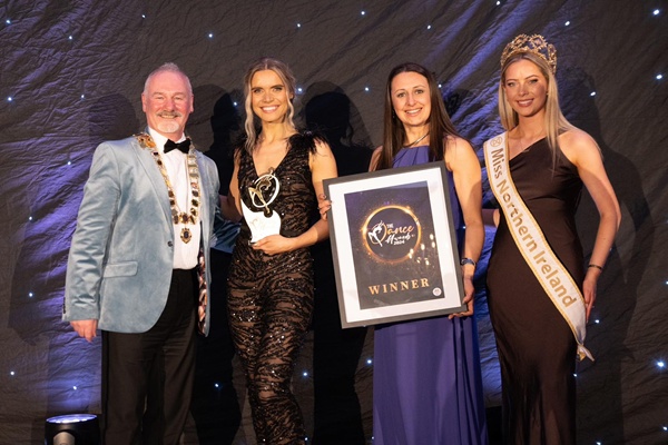 Miss N. Ireland  Colin Lang Director of Associated Board of Dance who was our headline sponsor  Blevins Dance Teacher who won Dance Teacher of The Year in NI who is pictured with our Bespoke Trophy