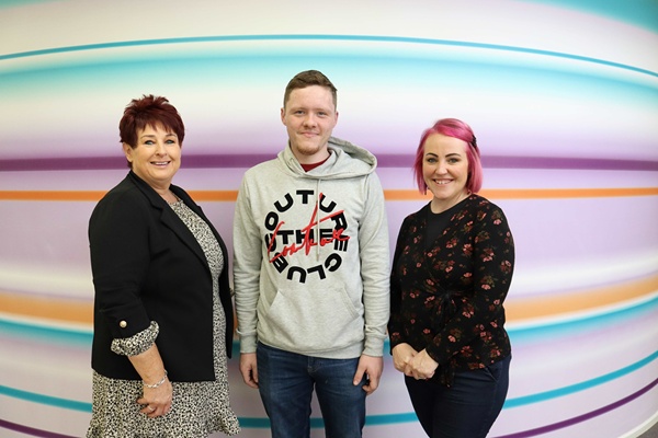 Foundation Skills Restaurant Services WorldSkills UK finalist Phelim McArdle alongside Michelle Moore (SRC Curriculum Area Manager) and Tricia O’Neill (Clanrye Programme Co-Ordinator Skills for Life and Work Programme) Pictured (L-R):  Michelle Moore, Phelim McArdle, Tricia O'Neill