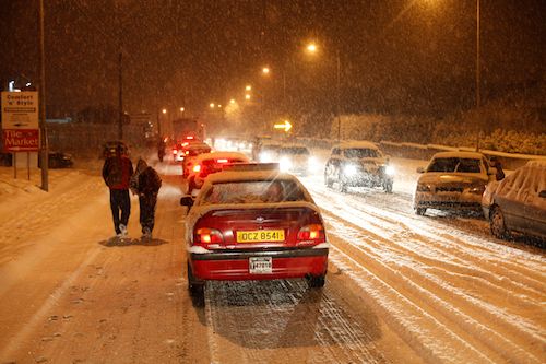 Newry and Mourne District Council has advised that DRD Roads Service is responsible for clearance of snow and ice from roads and footpaths