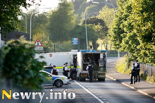 Police and Army on the scene of a security alert on the Camlough Road in Newry. Picture: Columba O'Hare