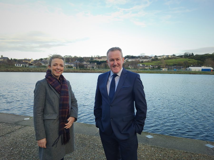 Finance Minister Conor Murphy with party colleague Liz Kimmins, MLA at the Albert Basin.