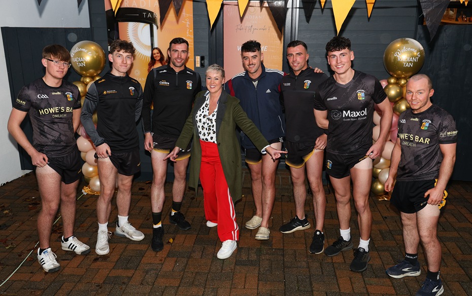 All tanned up. Niamh McCloskey with members of the GAA senior team post tan. Photographs: Noel Moan