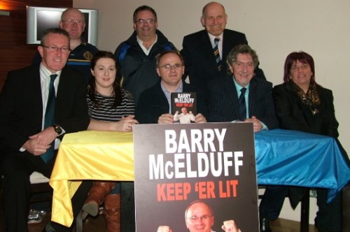 Picture title: Barry McElduff MLA, Mickey Brady MLA, Councillor Valerie Harte, Conor Murphy MP and St John Bosco committee members