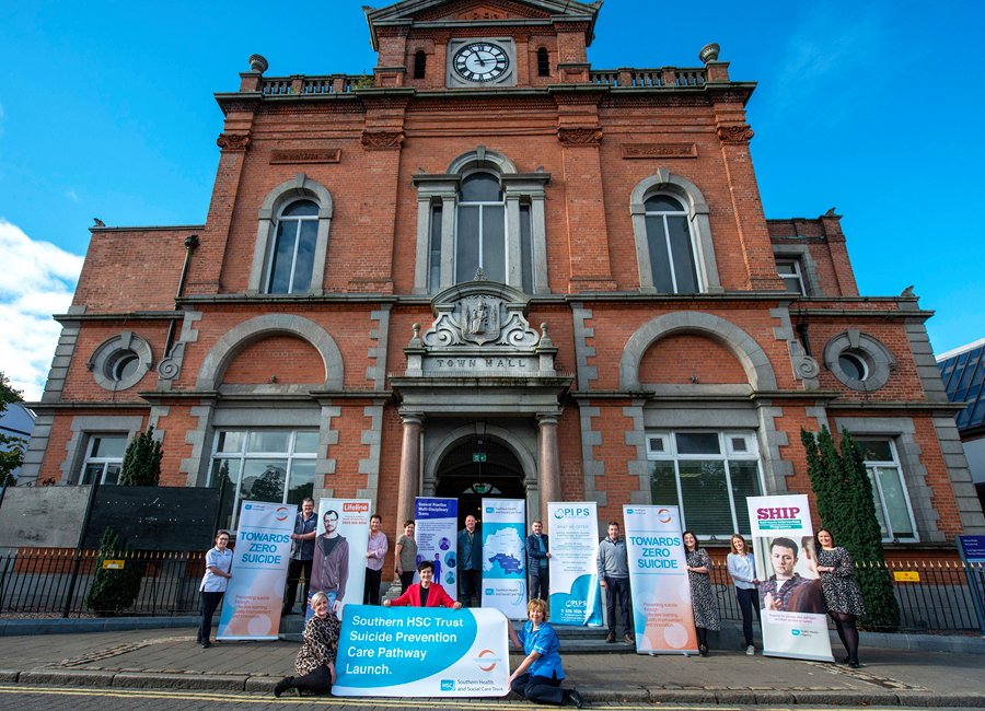 Representatives from the Southern Health and Social Care Trust and partner organisations from across  Newry and Mourne who have developed the new Suicide Prevention Care Pathway - Self-Harm Intervention Programme, Lifeline, PIPS Hope and Support, Action Mental Health  and Newry and District GP Federation.
