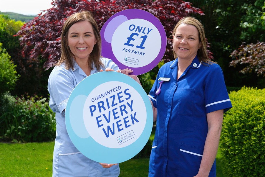 Hospice Nursing Auxiliary Jolene Campbell & Hospice Nurse Jenny McLaughlin encourage everyone to join the Southern Area Hospice lottery to be in with a chance of winning weekly prizes.