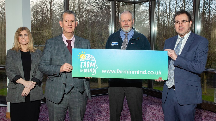 The Health and Safety Executive Northern Ireland have launched an interactive website to help farming community deal with stress. Included from left are: Veronica Morris, Rural Support Chief Executive, Agriculture Minister Edwin Poots, Dr Bryan Monson, HSENI Deputy Chief Executive and Robert Kidd, HSENI Chief Executive.