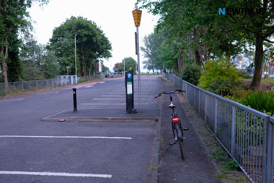 The Newry City Greenway would most likely travel through the Canal Bank Car Park in front of the Buttercrane Shopping Centre. Photograph: Columba O'Hare/ Newry.ie 