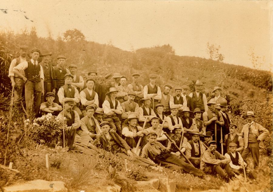 Employees at Daisy Hill Nursery possibly photographed in the years shortly after Thomas Smith set up the nursery in 1886 with funding from Thomas D’Arcy Hoey Newry and Mourne Museum Collection