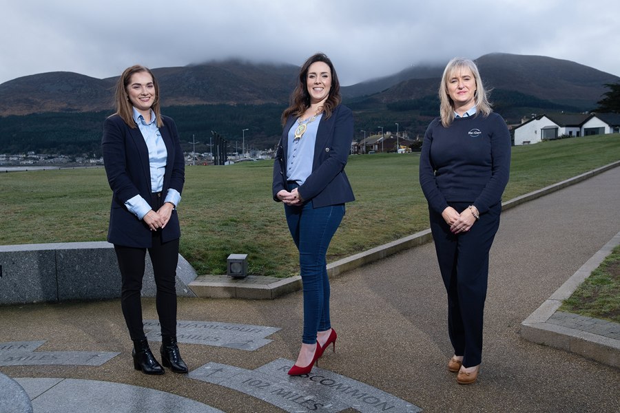 Newry, Mourne and Down District Council Chairperson, Councillor Cathy Mason with sponsors RE-Gen Waste Limited Product Sales Manager, Christine Park and Josephine McShane, PA to Managing Director at the Slieve Donard Hotel, Newcastle.