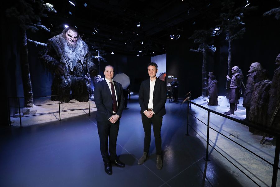 Economy Minister Gordon Lyons pictured at the new Game of Thrones Studio Tour at Banbridge with Brad Kelly, General Manager, Linen Mill Studios.
