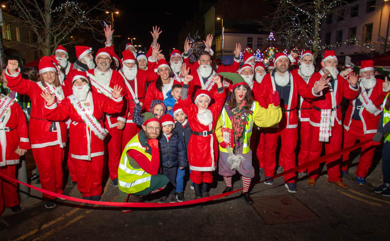 The Starting Line up seconds before the Race Started at the Santa Run in Newry. Photograph: Newraypics.com