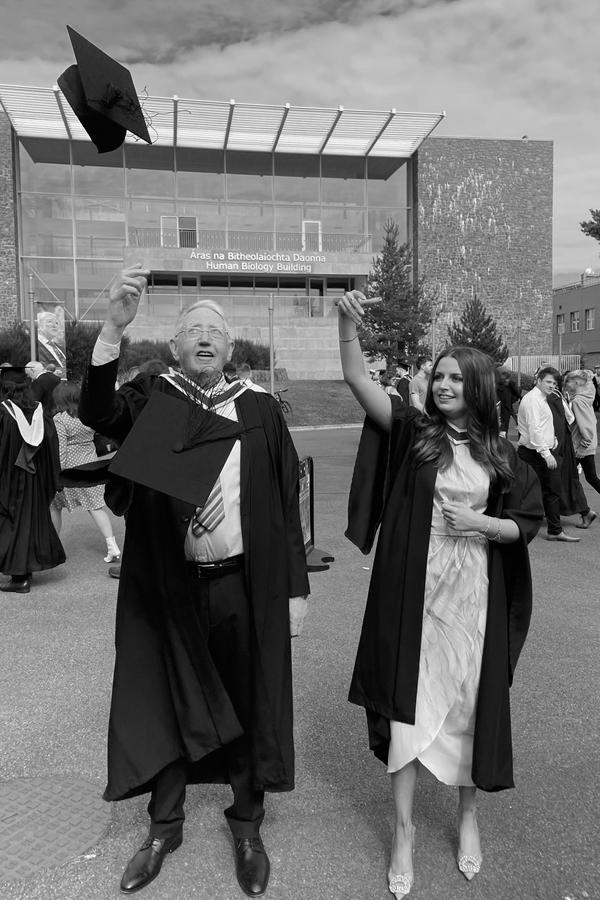 Frank Feely and his grand-daughter Tara Savage graduate together at NUI Galway.