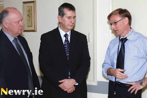 David Simpson MLA and Minister Edwin Poots MLA chats with the Southern Area Hospice Medical Director Dr. Osmond Morris David Simpson MLA and Minister Edwin Poots MLA chats with the Southern Area Hospice Medical Director Dr. Osmond Morris