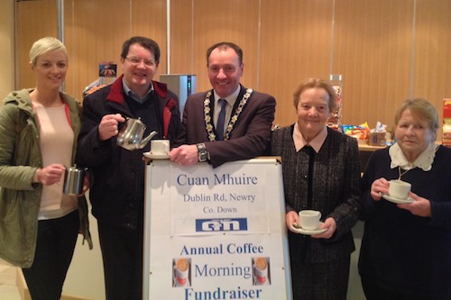 Katrina Campbell, Noel Griffith, Mayor Michael Ruane, Sr Consilio and Sr Eileen look forward to the Coffee Morning this Saturday.