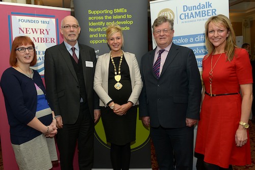 Sponsors and Organisers of the 3rd Annual Cross Border Business Support Expo. From left: Janet Toal, InterTradeIreland; Ronan Dennedy, Louth County Enterprise Board; Deborah Loughran, Newry Chamber; Paddy Malone, PRO, Dundalk Chamber and Orla Jackson, CEO Newry Chamber.