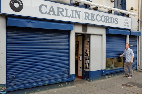 Darran Turtle brings the shutters down on Carlin Records in Hill Street, Newry for the very last time. Photograph: Columba O'Hare Darran Turtle brings the shutters down on Carlin Records in Hill Street, Newry for the very last time. Photograph: Columba O'Hare