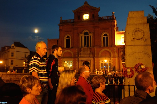 Marking the start of the United Kingdom's entry into World War One a hundred years ago today at a ceremony at Newry Town Hall tonight. Photograph: Columba O'Hare Marking the start of the United Kingdom's entry into World War One a hundred years ago today at a ceremony at Newry Town Hall tonight. Photograph: Columba O'Hare