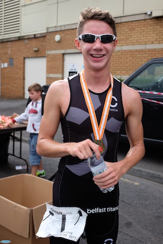 Harry Speers from Bangor was the winner of the firmus energy Newry City Triathlon 2014. Photograph: Columba O'Hare 