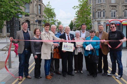 Exhibitors and organisers get ready for the opening of the Festival of Windows which will run from Friday the 13th of June until Friday the 27th of June. From left: Brian Cleland, NEwry 2020; Fiona McCartney, SRC; Agnes Murnin, SRC; James Adair, Journeyman Saddlery; Garry McElherron, Newry 2020; Joseph Alphonsus Morgan, U3A; Rosemary O'Reilly, U3A; Declan McChesney, Cahill Brothers; Marie McKeown, U3A; Jack Murphy, Murphy Jewellers and Neil Bradley, Newry 2020. Photograph: Columba O'Hare