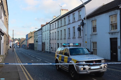 Newry's Canal Street is closed due to concerns about an unsafe building. Photograph: Columba O'Hare Newry's Canal Street is closed due to concerns about an unsafe building. Photograph: Columba O'Hare