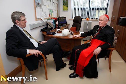 Education Minister, John O'Dowd with Cardinal Brady at the opening of St Oliver Plunkett's Primary School in Forkhill last year. Photograph: Columba O'Hare Education Minister, John O'Dowd with Cardinal Brady at the opening of St Oliver Plunkett's Primary School in Forkhill last year. Photograph: Columba O'Hare