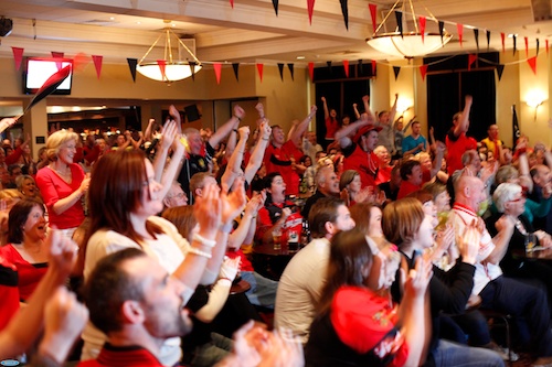 James took Down to an All Ireland Final in 2010 and this group watched the game in the Canal Court Hotel. Photograph: Columba O'Hare James took Down to an All Ireland Final in 2010 and this group watched the game in the Canal Court Hotel. Photograph: Columba O'Hare