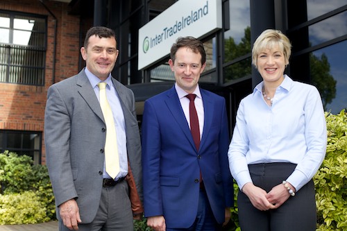 Newly appointed Minister of State with responsibility for North / South Co-operation visits InterTradeIreland Offices in Newry. From left: Aidan Gough, InterTradeIreland Director of Strategy and Policy; Minister Seán Sherlock TD, Minister of State with Special Responsibility for North South Co-operation and Trade Promotion and Margaret Hearty, InterTradeIreland Director of Programmes and Business Services. Photograph: Columba O’Hare 