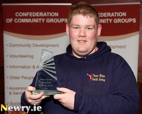 Joe Byrne from Threeways Youth Club, Newry won the Youth Category Award won by the group at the Shining Light Awardslast year. Photograph: Columba O'Hare Joe Byrne from Threeways Youth Club, Newry won the Youth Category Award won by the group at the Shining Light Awardslast year. Photograph: Columba O'Hare