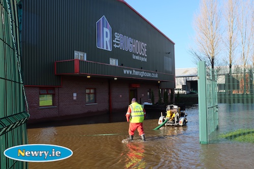 The Rug House at Carnbane, flooded for the second time in 24 hours. Photograph: Columba O'Hare The Rug House at Carnbane, flooded for the second time in 24 hours. Photograph: Columba O'Hare
