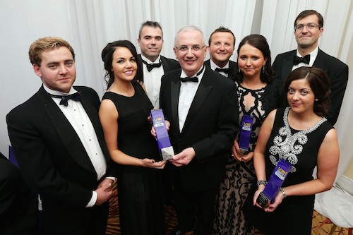 Regional Development Minister Danny Kennedy congratulates Newry winners at the UTV Business Eye Awards with Flybe, From left, Naoimh and Conleth McConville, MJM Marine; Joseph Doherty, ReGen Waste; Paul Vallely and Clare Vallely, The Rug House; and Arran Rutledge and Roisin Hughes, Norbrook Laboratories. Regional Development Minister Danny Kennedy congratulates Newry winners at the UTV Business Eye Awards with Flybe, From left, Naoimh and Conleth McConville, MJM Marine; Joseph Doherty, ReGen Waste; Paul Vallely and Clare Vallely, The Rug House; and Arran Rutledge and Roisin Hughes, Norbrook Laboratories.