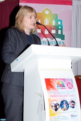 Mary McSorley from the Equality Commission speaking at the launch of the 2014 Pride in Newry Festival. Mary McSorley from the Equality Commission speaking at the launch of the 2014 Pride in Newry Festival.