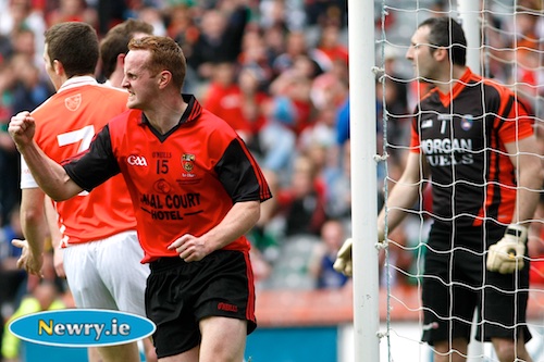 Down's Benny Coulter celebrates a goal against old rivals Armagh at Croke Park in 2010. Photograph: Columba O'Hare  