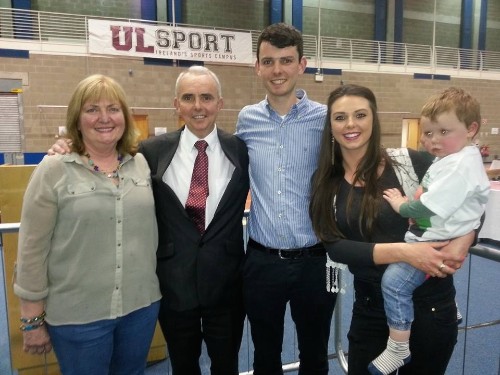 Malachy Mc Creesh pictured with his family after being elected in Limerick Malachy Mc Creesh pictured with his family after being elected in Limerick