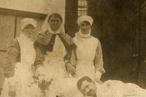 John Beattie Royal Irish Fusiliers with nurses after he had been injured at Salonika in Greece. John Beattie was the eldest son of John and Elizabeth Beattie, of Carnegat. He died in the King George V Hospital, Dublin, in January 1918. John Beattie Royal Irish Fusiliers with nurses after he had been injured at Salonika in Greece. John Beattie was the eldest son of John and Elizabeth Beattie, of Carnegat. He died in the King George V Hospital, Dublin, in January 1918.